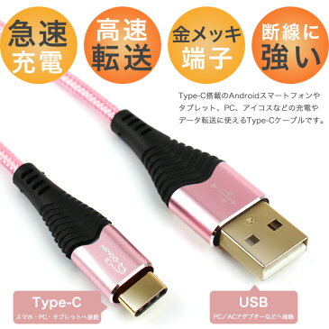 Type-C ケーブル 2m 急速充電 3A A-power 金メッキコネクタ スマホ充電器 Typec USB 充電ケーブル USB2.0 対応品 データ転送 android アイコス3 MacBook Xperia Galaxy 新型iPad Proその他対応