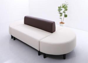 Leather - スタンダードソファ デザインソファ 空間に合わせて色と形を選ぶレザーカバーリング待合ロビーソファ ソファ4点セット 半円×2+背あり+背なし 2P×4