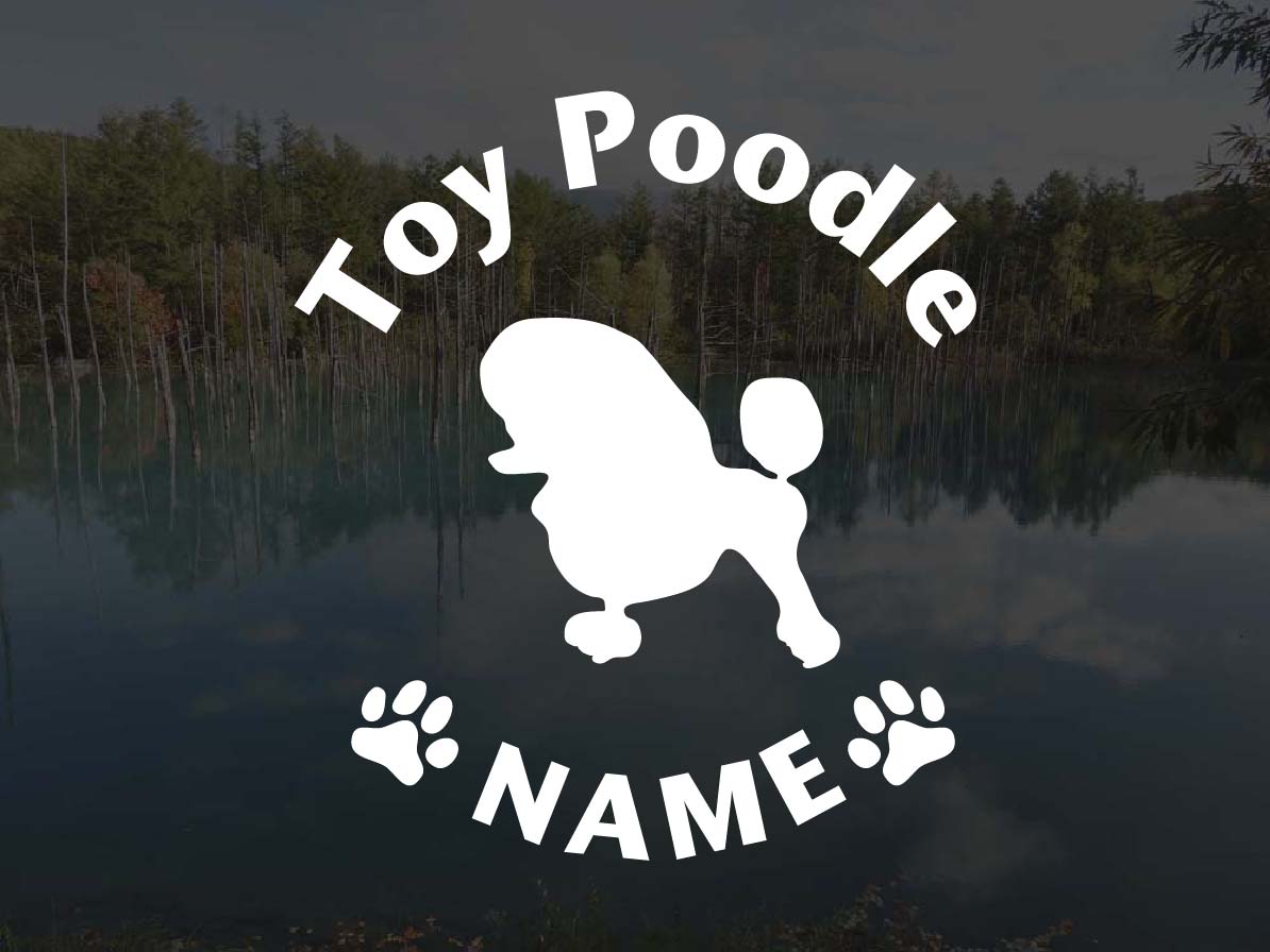 [犬のステッカー]『DOG STICKER』名前入りドッグステッカートイプードル Aタイプ (Lサイズ)