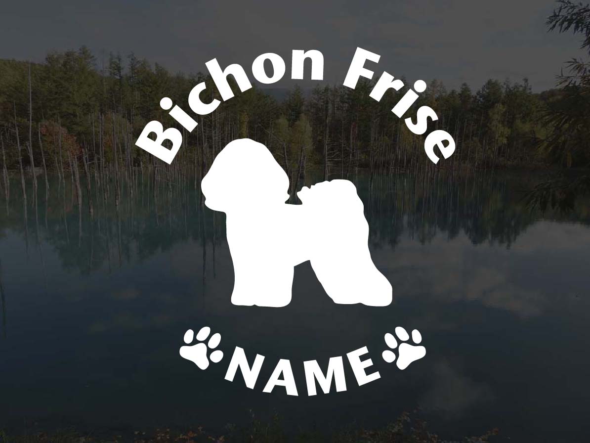 [犬のステッカー]『DOG STICKER』名前入りドッグステッカービションフリーゼ(Lサイズ)