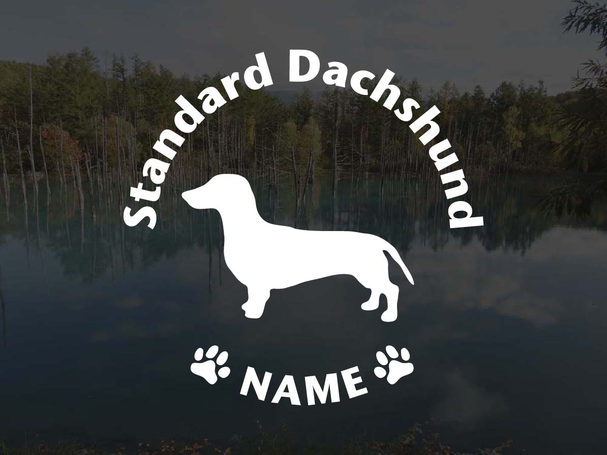 [犬のステッカー]『DOG STICKER』 名前入りドッグステッカースタンダードダックスフンド スムースヘア..
