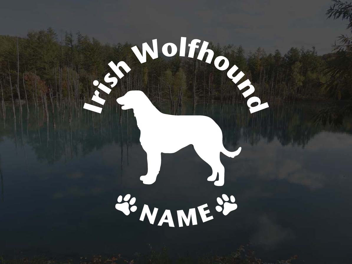 [犬のステッカー]『DOG STICKER』名前入りドッグステッカーアイリッシュウルフハウンド(Sサイズ)