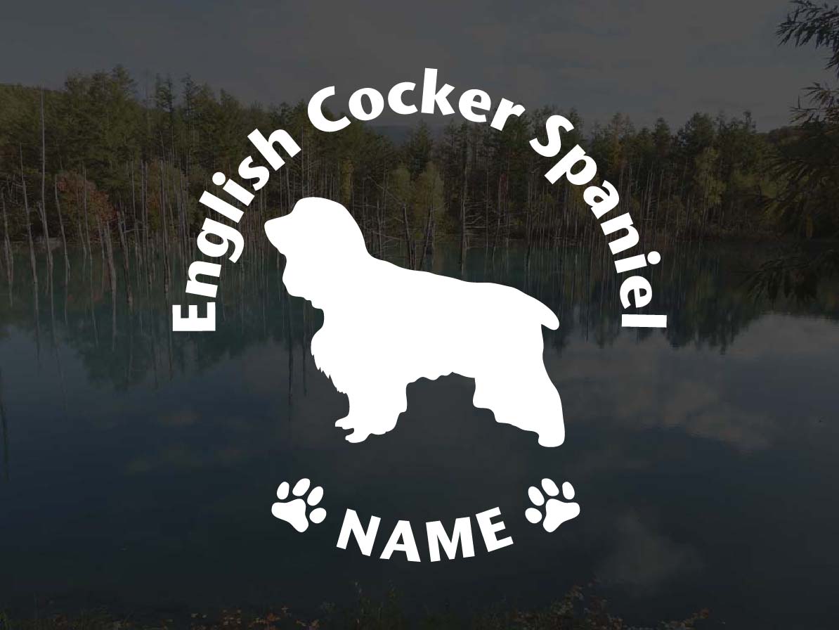 [犬のステッカー]『DOG STICKER』名前入りドッグステッカーイングリッシュコッカースパニエル(Sサイズ)