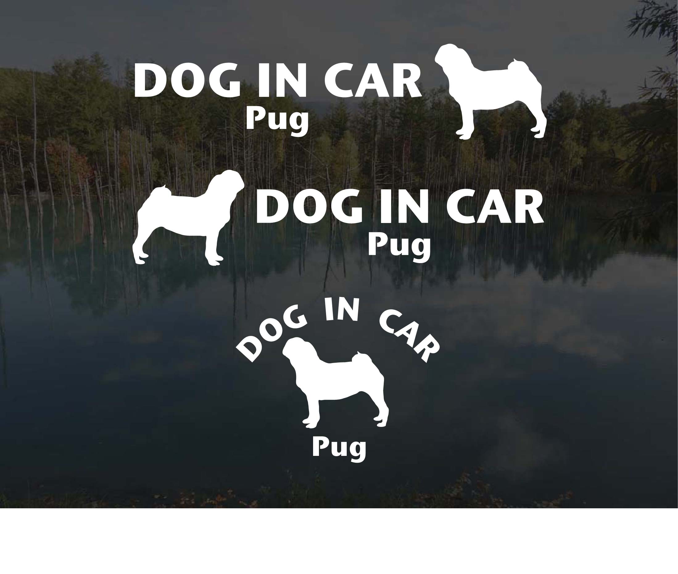 [犬のステッカー]『DOG STICKER』ドッグステッカー『DOG IN CAR』パグ 3枚組