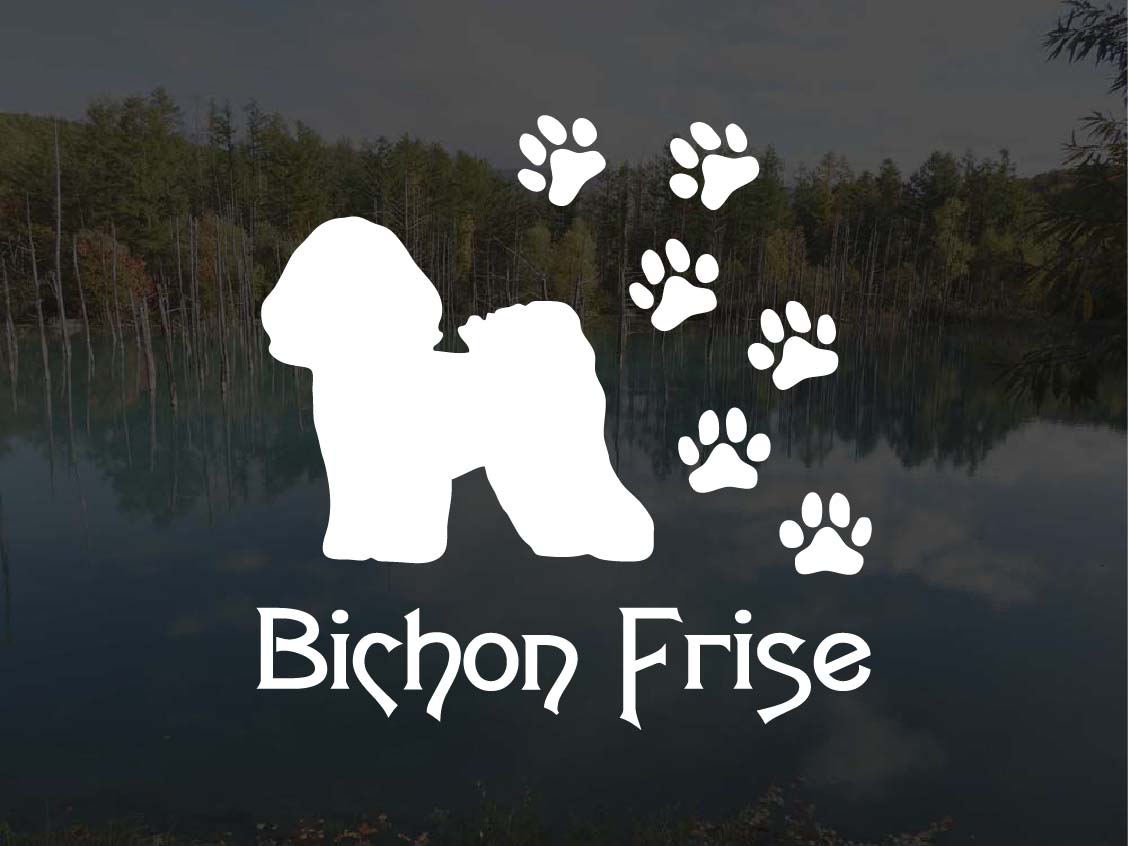 [犬のステッカー]『DOG STICKER』肉球いっぱいドッグステッカービションフリーゼ (Lサイズ)