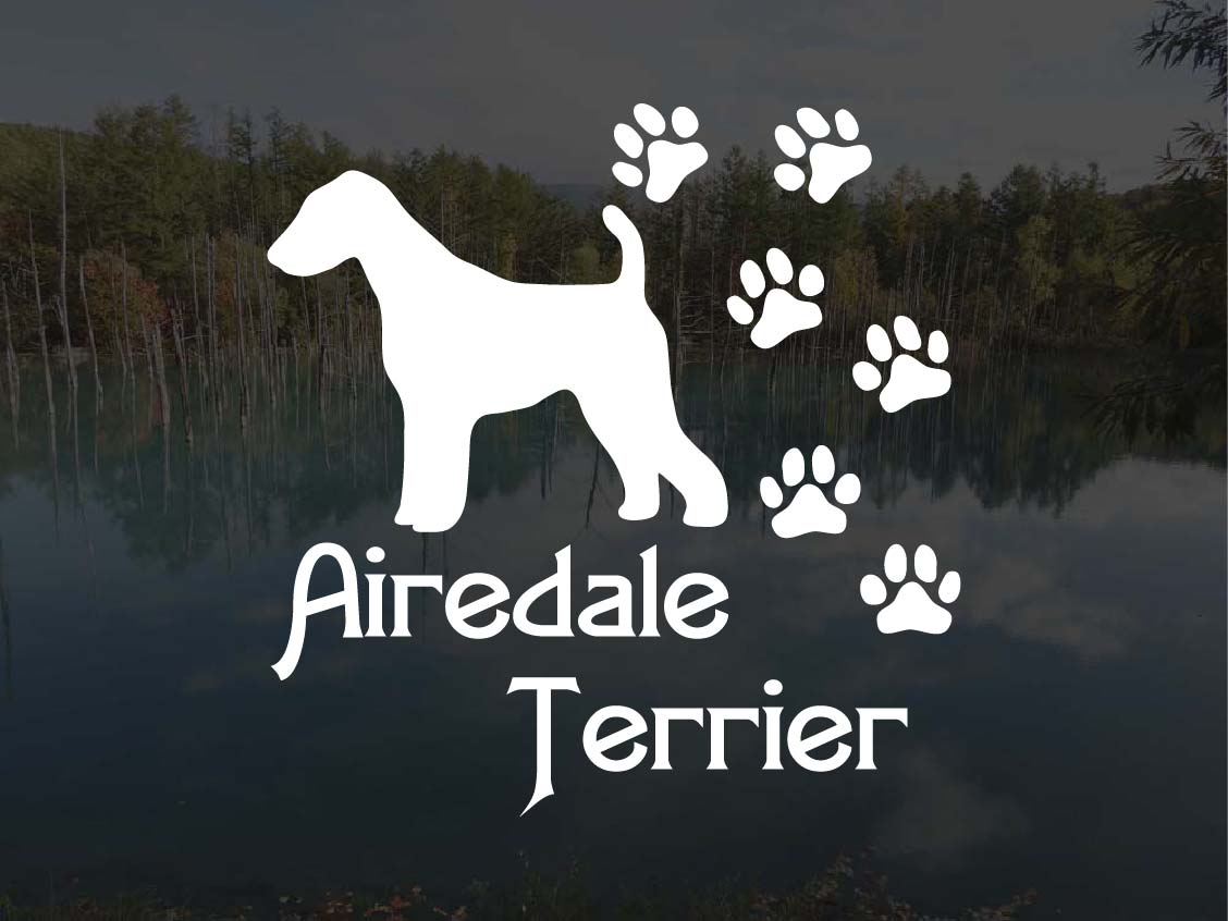 [犬のステッカー]『DOG STICKER』肉球いっぱいドッグステッカーエアデールテリア (Lサイズ)