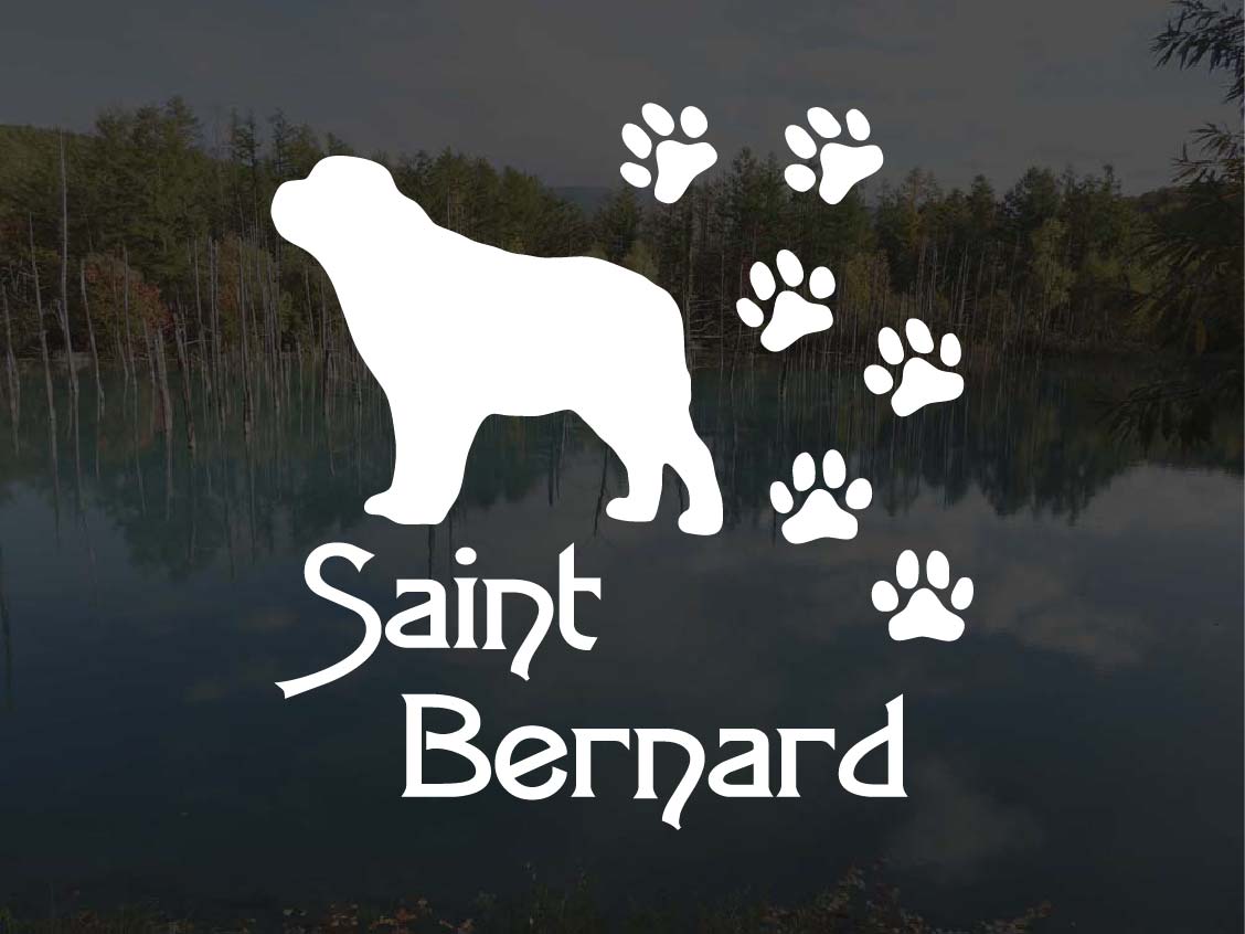 [犬のステッカー]『DOG STICKER』 肉球いっぱいドッグステッカーセントバーナード (Lサイズ)