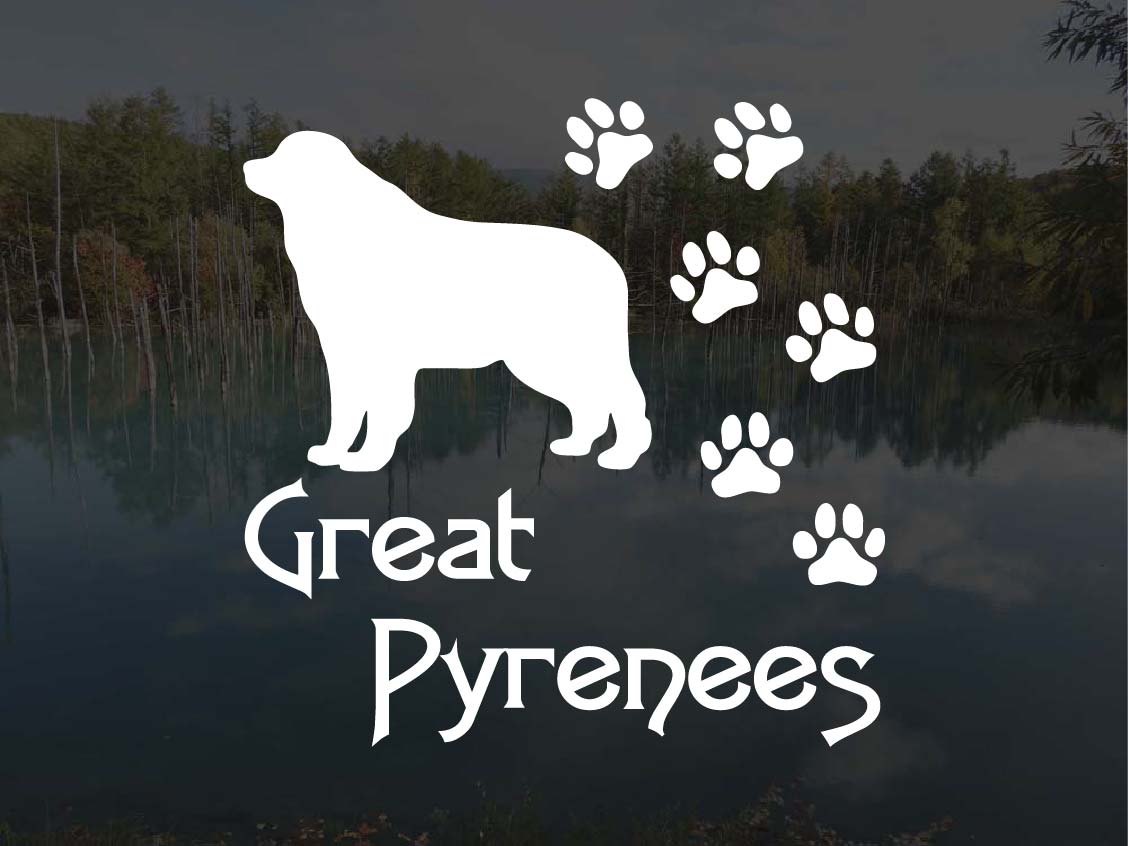 [犬のステッカー]『DOG STICKER』肉球いっぱいドッグステッカーグレートピレニーズ (Lサイズ)