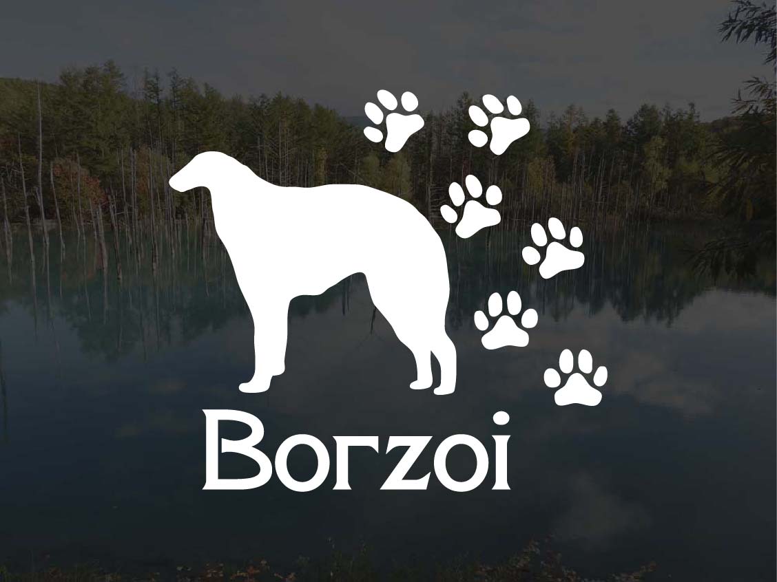 [犬のステッカー]『DOG STICKER』肉球いっぱいドッグステッカーボルゾイ (Lサイズ)