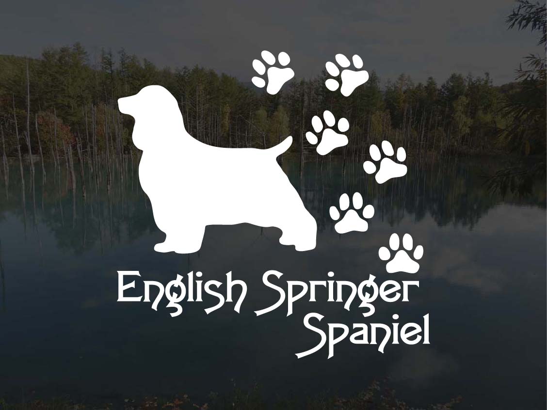 [犬のステッカー]『DOG STICKER』肉球いっぱいドッグステッカーイングリッシュスプリンガースパニエル ..