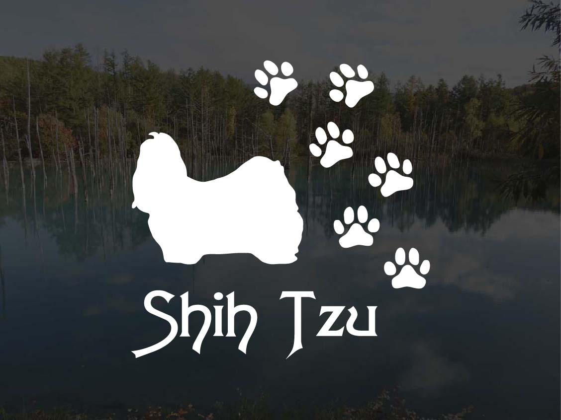 [犬のステッカー]『DOG STICKER』肉球いっぱいドッグステッカーシーズー(Sサイズ)