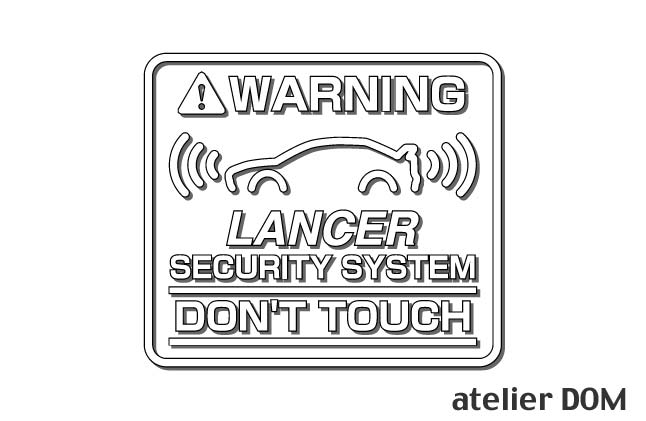 ランサーエボリューション ランエボ用セキュリティーステッカー2枚セットアトリエDOMオリジナル[職人手作り]