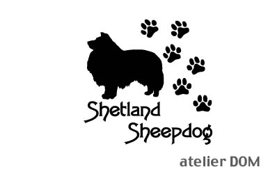 [犬のステッカー]『DOG STICKER』肉球いっぱいドッグステッカーシェットランドシープドッグ (Sサイズ)