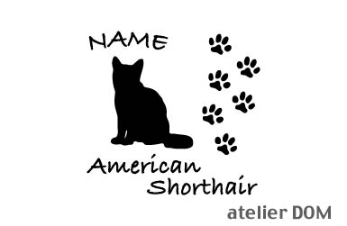 名前入り猫 キャットステッカーアメリカンショートヘアAタイプ