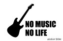 NO MUSIC NO LIFE ステッカー ストラトキャスタータイプ (Sサイズ)
