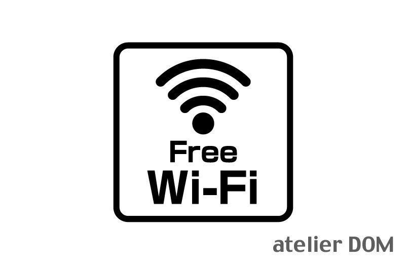 Free Wi-Fi フリー ワイファイ WIFI ピクトサインステッカー幅12cm × 高さ12cm屋外OK 居酒屋 飲食店 レストラン 日本料理中華料理 ラーメン店 焼肉店 すし店切り文字 カッティングステッカー ピクトサイン ステッカー シール