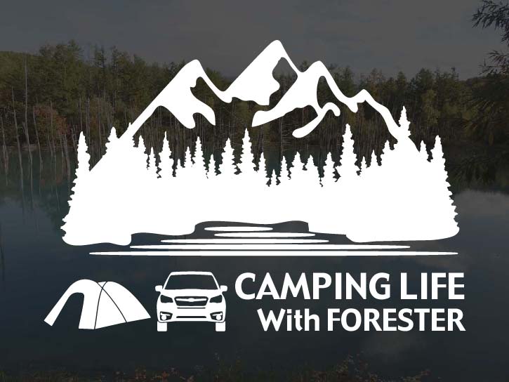 フォレスター SJ 後期 CAMPING LIFE With FORESTER ステッカー Lサイズ アウトドア キャンプ シール デカールカッティングステッカー カッティングシール 切り抜き文字 切り文字