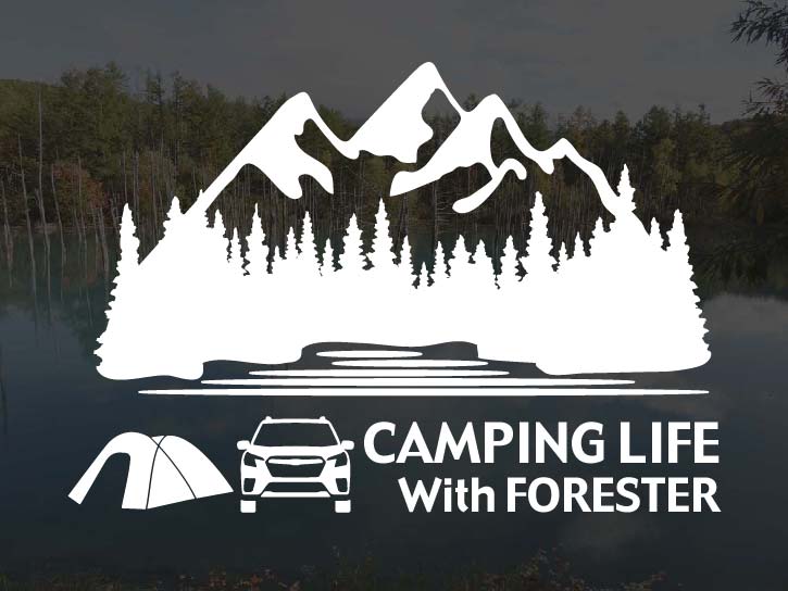 フォレスター SK 後期 CAMPING LIFE With FORESTER ステッカー Sサイズ アウトドア キャンプ シール デカールカッティングステッカー カッティングシール 切り抜き文字 切り文字