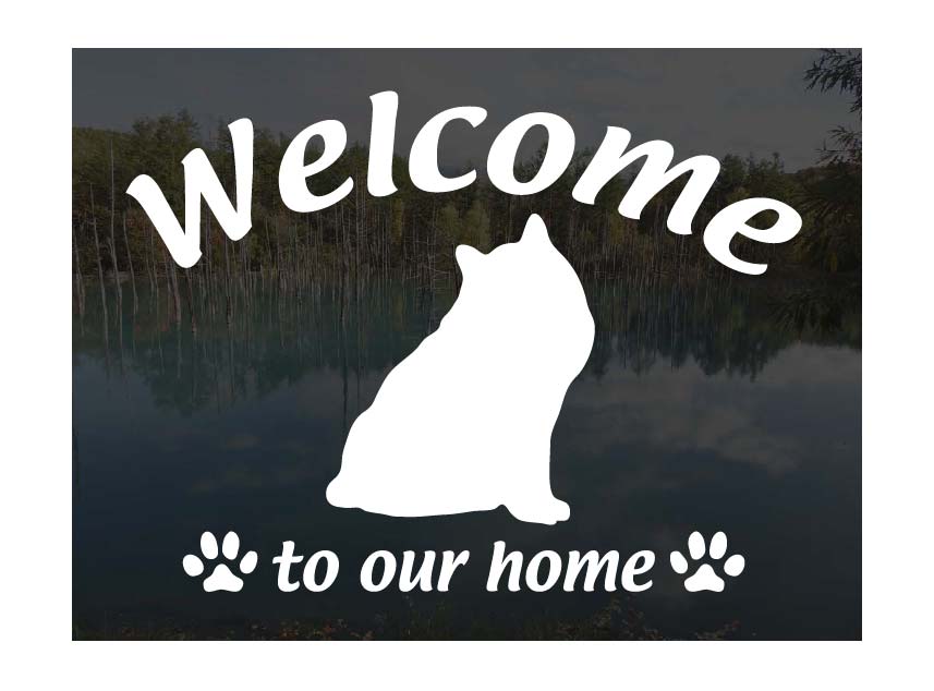 ノルウェージャンフォレストキャットWelcome ステッカー [A]屋外用 ウェルカム いらっしゃいませ猫 ス..