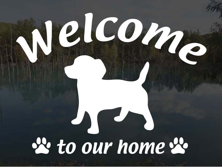 チワックスWelcome ステッカー屋外用 ウェルカム いらっしゃいませ犬 ステッカー シール 玄関ドアガラ..