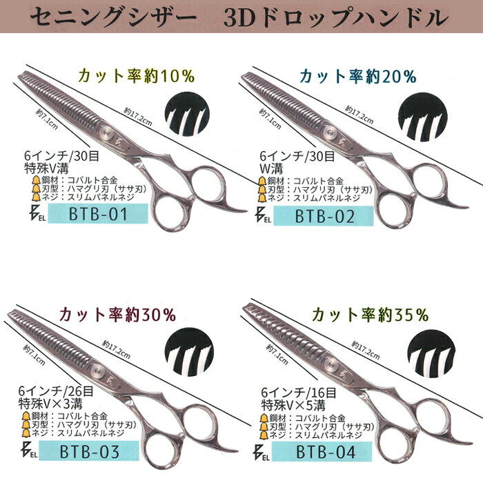 BEL scissors 　セニングシザー　3Dドロップハンドル　6インチ　ベルシザース　　カットシザー