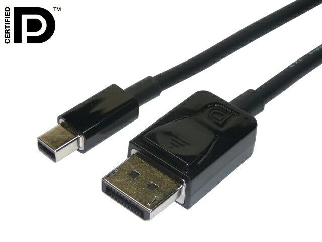 ★ネコポス送料無料★ 1m 4K対応 相性保証 DP1.2 Mini Displayport-Displayport 変換ケーブル 黒 Thunderbolt対応