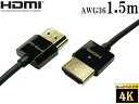 HDMIケーブル 1.5m ハイスピード スーパースリムタイプ 4K,3D対応 HDMI1.4認証★ネコポス送料無料★　