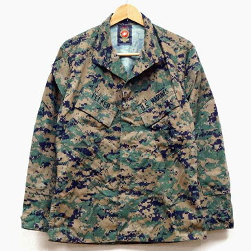 【中古】美品◆実物 米海軍 USMC MARPAT（マーパット） デジタルカモ ピクセル ジャケット ワッペン付き♪軍物 ミリタリー ウッドランド 迷彩 アーミー ARMY