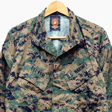 【中古】美品◆実物 米海軍 USMC MARPAT（マーパット） デジタルカモ ピクセル ジャケット ワッペン付き♪軍物 ミリタリー ウッドランド 迷彩 アーミー ARMY