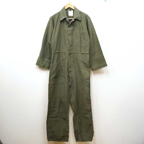 【軍物ジャンク品】中古★実物 米軍 TYPE1 コットンサテン カバーオール OG-107 ヴィンテージ ミリタリー アーミー つなぎ USA オリーブ 古着 USED VINTAGE 訳あり 90s