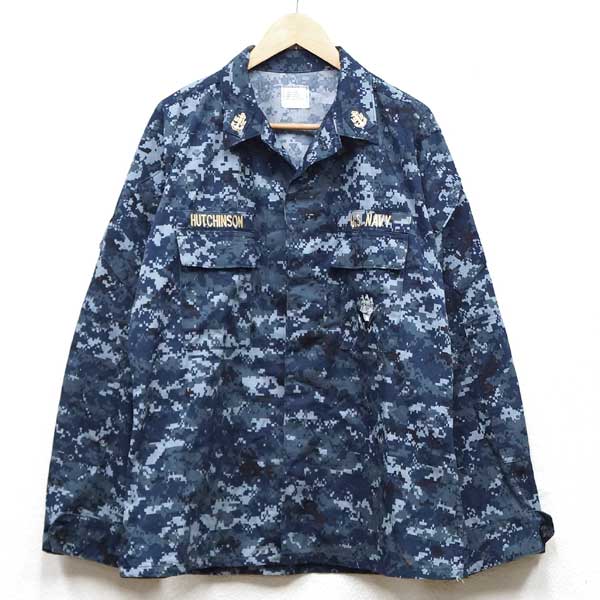 【中古】美品◆実物 米海軍 NWU デジタルカモ ジャケット ワッペン4個付き♪US NAVY アメリカ US 戦闘服 迷彩 ミリタリー カモフラ 軍用