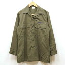 【中古】新品同様◆実物 米軍 ユーティリティシャツ OG-507 1980年代 オリーブ ミリタリー ヴィンテージ アウトドア アーミー U.S.アメリカ コンバット USED 古着 VINTAGE 80s