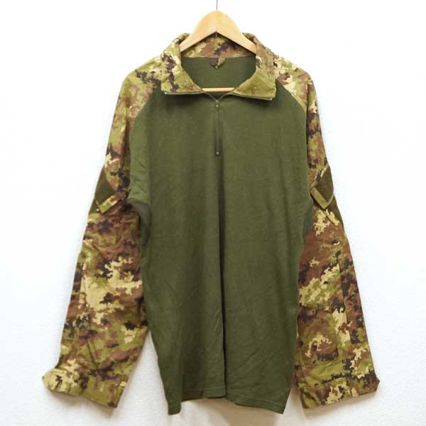 Rakuten - 【中古】美品◆実物 イタリア軍 ベジタト ジップタイプ コンバットシャツ ミリタリー 長袖 ハーフ インナー 迷彩 USED カモフラージュ 古着