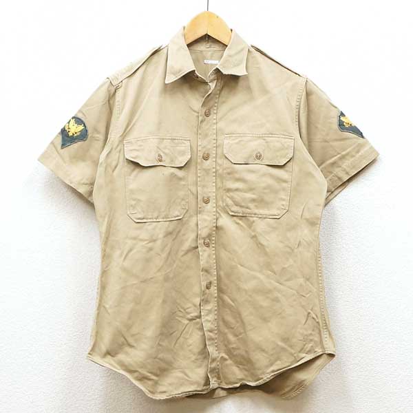Rakuten - 【中古】実物 米軍 U.S.ARMY チノシャツ コットン チノクロス 1970年代 ヴィンテージ ショートスリーブ ミリタリー 半袖 開襟 アーミー USA アメリカ ワーク USED 古着 VINTAGE 70s
