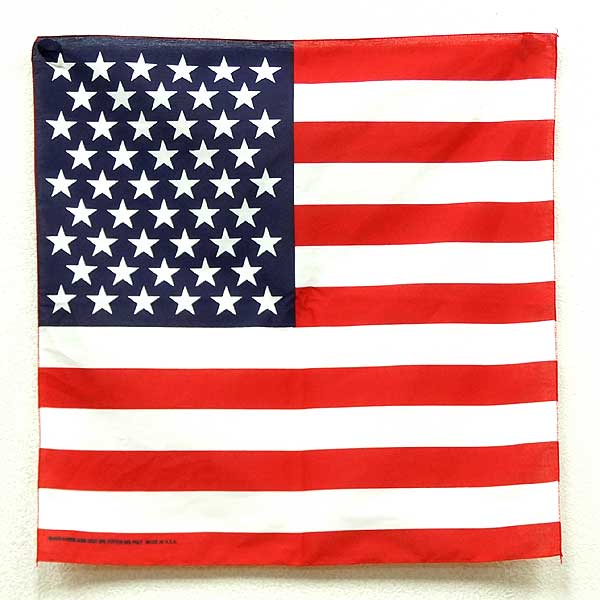 新品◆アメリカ製 星条旗 国旗バンダナ♪MADE IN USA ミリタリー BANDA ハンカチ アクセサリー 米軍 軍物
