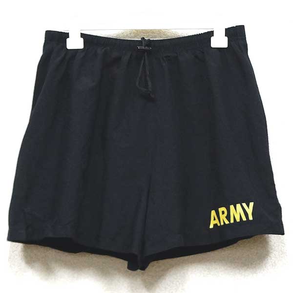 【中古】実物 米軍 US.ARMY フィジカルショートパンツ イエローロゴ ブラック♪ミリタリー アーミー トレーニングウェア ジャージ アメリカ 軍用 ショーツ ショート ジョギングパンツ