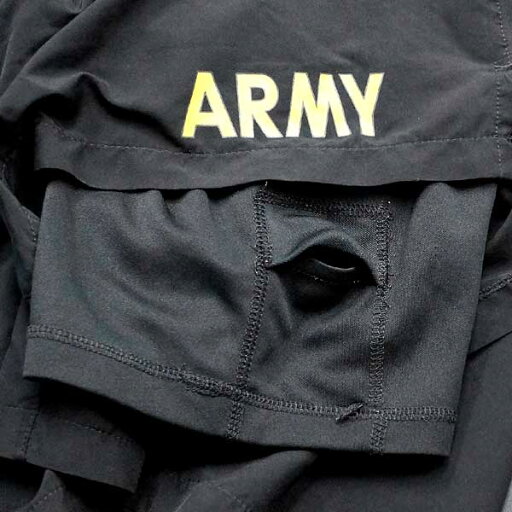 【中古】実物 米軍 US.ARMY フィジカルショートパンツ イエローロゴ ブラック♪ミリタリー アーミー トレーニングウェア ジャージ アメリカ 軍用 ショーツ ショート ジョギングパンツ