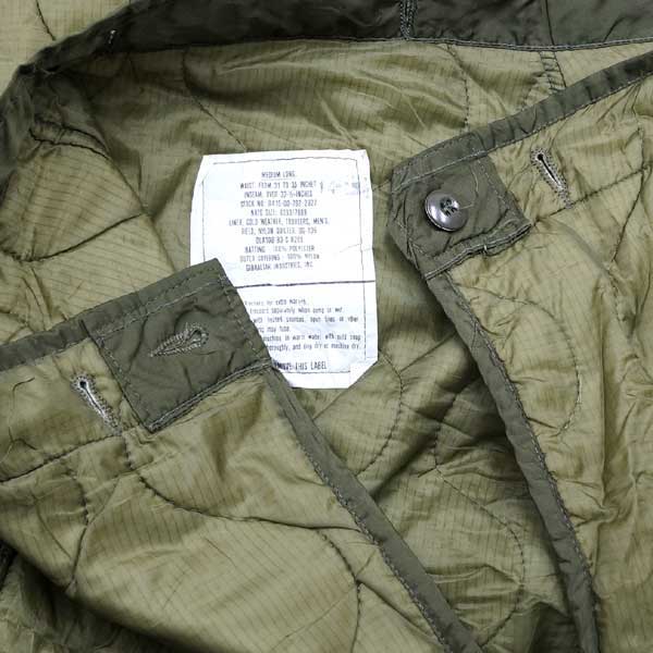 【中古】良好品◆実物 米軍 M-65 フィールドパンツ用 キルティングライナー コールドウェザートラウザー♪ミリタリー アーミー ARMY 防寒 USED 古着