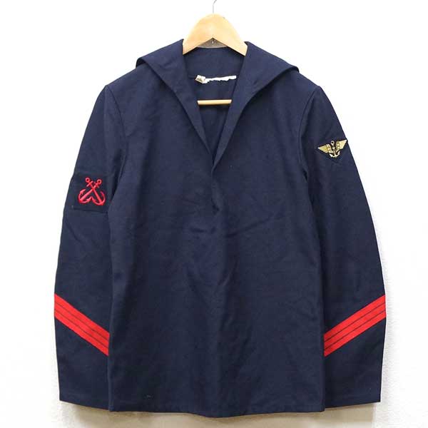【中古】良好品◆実物 フランス軍 セーラーシャツ 1980年代 ダークブルー ヴィンテージ NAVY ミリタリー ジャケット USED 古着