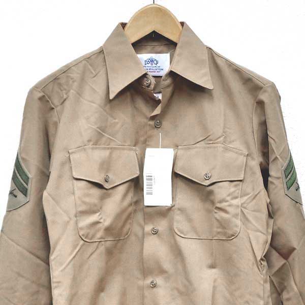 新品◆実物 米海軍 U.S.NAVY ワークシャツ ワッペン付き♪開襟 ミリタリー 長袖 アーミー アメリカ軍 サバゲ 軍物 放出品