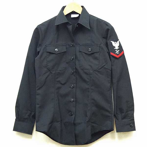 【レディース特価】新品◆実物 米海軍 レディース U.S.NAVY ブラックシャツ ワッペン付き♪デッドストック ミリタリー アーミー ARMY アメリカ 女性用