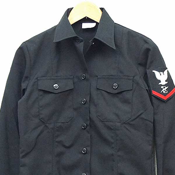 【レディース特価】新品◆実物 米海軍 レディース U.S.NAVY ブラックシャツ ワッペン付き♪デッドストック ミリタリー アーミー ARMY アメリカ 女性用