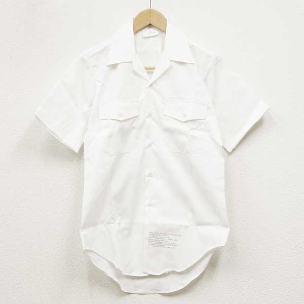 新品◆実物 米軍 ホワイト シャツ 1980年代♪ミリタリー デッドストック ドレスシャツ マリン アーミー 半袖 アメリカ 放出品 ワークシャツ