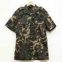 【中古】美品◆実物 スペイン軍 コンバットシャツ リップストップ素材 カモフラージュ♪ミリタリー 半袖 迷彩 放出 アーミー ウッドランド 陸軍 迷彩