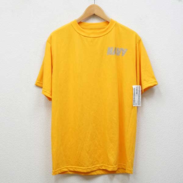 【中古】良好品◆実物 米軍 US.NRMY Tシャツ イエロー 両面プリント ミリタリー アーミー トレーニングウェア USED 古着