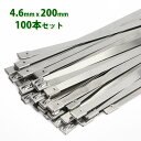 ステンレス 結束バンド タイラップ 4.6 x 200mm 100本 セット ホースバンド インシュロック 耐熱 耐腐食 屋外 コード ケーブル 配線工事 車 バイク 排気管 マフラー パイプ 配線 整理 ガーデニング