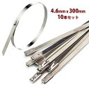 ステンレス 結束バンド タイラップ 4.6 x 300mm 30cm 30センチ 10本 セットホースバンド インシュロック 耐熱 耐腐食 屋外 コード ケーブ...