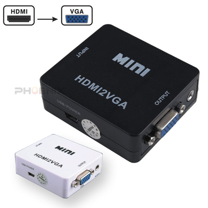 HDMI VGA 変換アダプタ hdmi 変換 2VGA 2カラー ミニ D-Sub 15ピン ケーブル 電源 コンバーター 出力 変換器 Q01