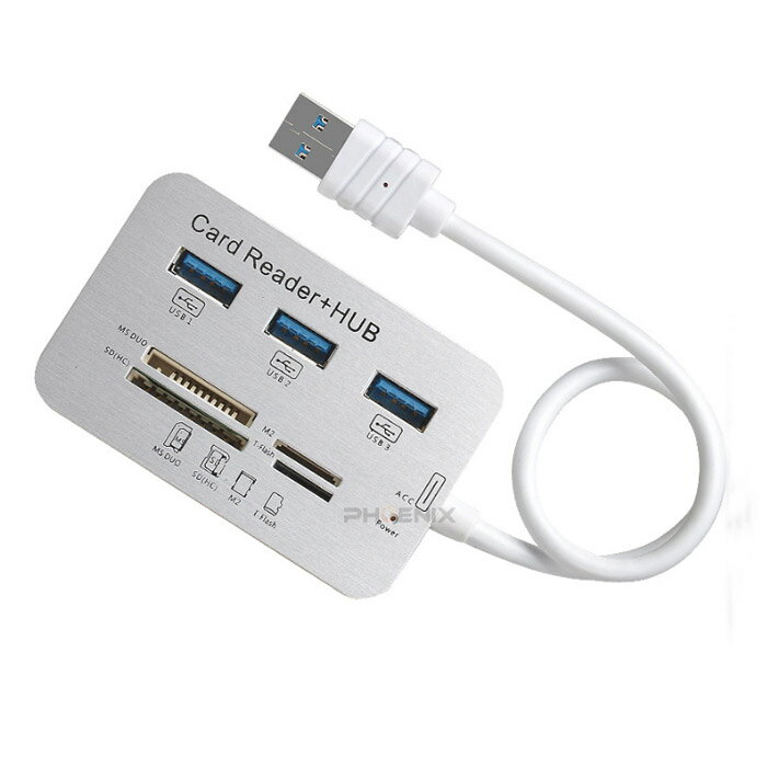 マルチカードリーダー 銀 SDカードリーダー 多機能 USBハブ USB 3.0 マイクロSD 高速 小型 HUB MicroSD SD USB2.0 M2 MS カード 外付け
