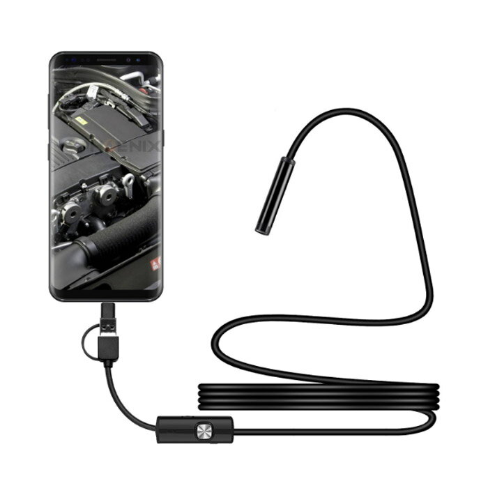 内視鏡 カメラ 1m 直径7mm 防水 Type-C USB microUSB スマホ android Windows 対応 LEDライト マイクロスコープ ファイバースコープのサムネイル